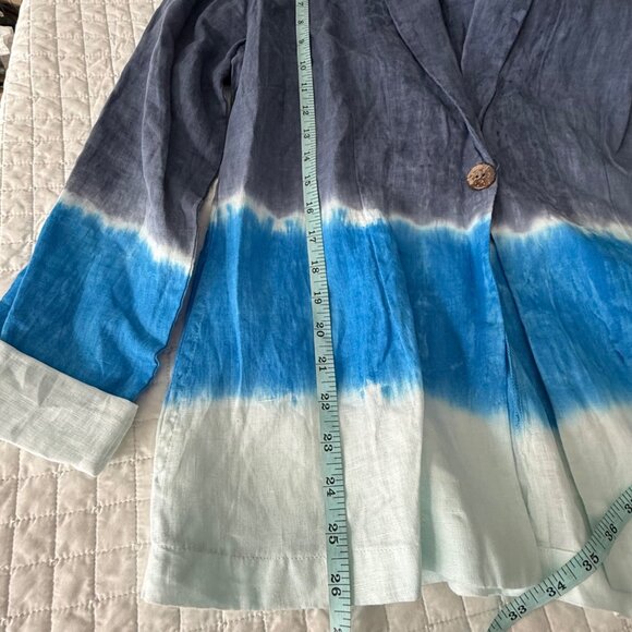 River + Sky Womens Day Trip Blazer Wash-Kingfisher Linen Blend Tie-Dye Size - Picture 10 of 11